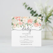 ベビーシャワーの招待状 スイート ウォーターカラー フラワーズ SQ 招待状 (スタンド正面)