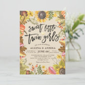 ベビーシャワーの招待状 スウィートリトルツインガールズ 招待状 (スタンド正面)