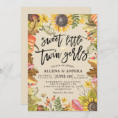 ベビーシャワーの招待状 スウィートリトルツインガールズ 招待状 (正面/裏面)