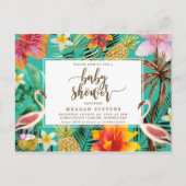ベビーシャワーの招待状　トロピカルなフラインゴ インビテーションポストカード (正面)