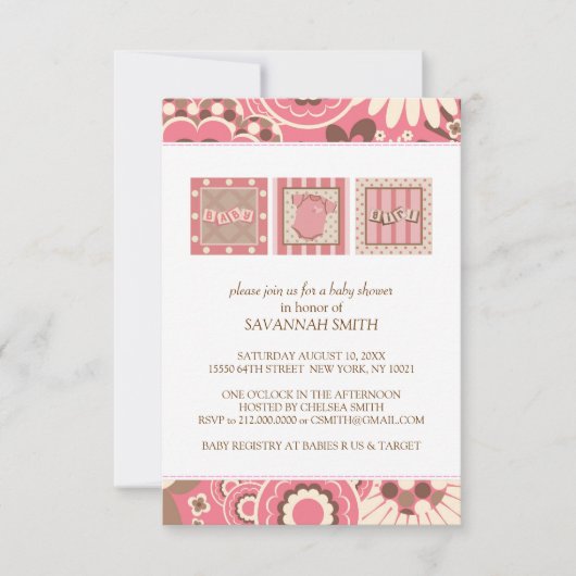 ベビーシャワーの招待状（ピンク） 招待状 (正面)