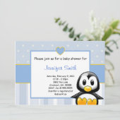 ベビーシャワーの招待状-ベビーのPenquinのハート 招待状 (スタンド正面)