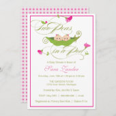 ベビーシャワーの招待状-ポッドの対の女の子のエンドウ豆 招待状 (正面/裏面)