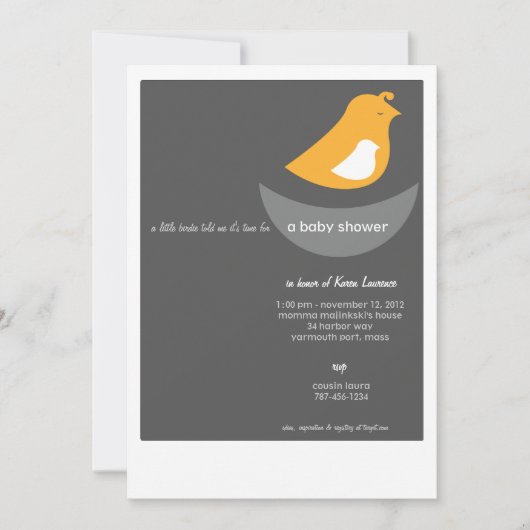 ベビーシャワーの招待状 - モダンな鳥 招待状 (正面)