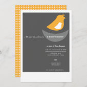 ベビーシャワーの招待状 - モダンな鳥 招待状 (正面/裏面)