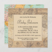 ベビーシャワーの招待状-ヴィンテージの地図のテーマ 招待状 (正面/裏面)