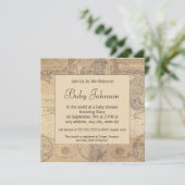 ベビーシャワーの招待状-ヴィンテージの地図のテーマ 招待状 (スタンド正面)