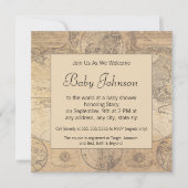 ベビーシャワーの招待状-ヴィンテージの地図のテーマ 招待状 (正面)