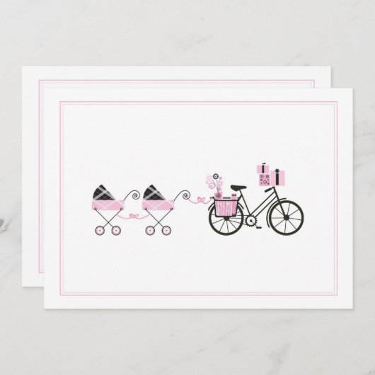 ベビーシャワーの招待状-双生児 招待状 (正面/裏面)