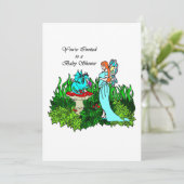 ベビーシャワーの招待状 妊娠した妖精とドラゴン 招待状 (スタンド正面)