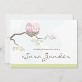 ベビーシャワーの招待状-対のピンクのひな鳥 招待状 (正面)