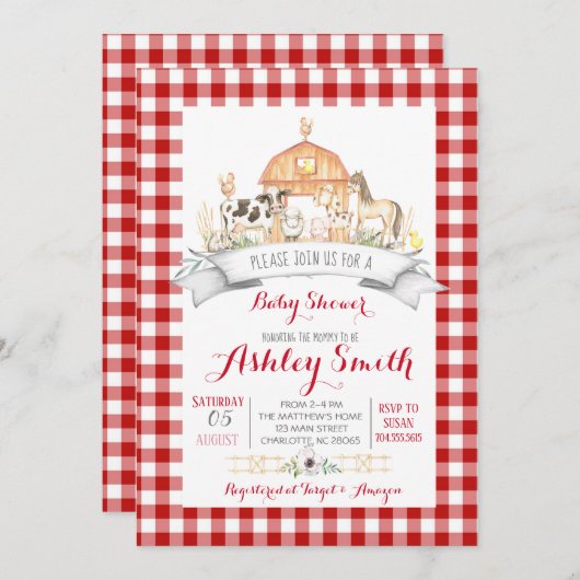 ベビーシャワーの招待状 招待状 (正面/裏面)