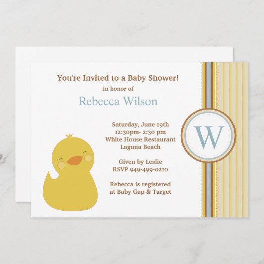 ベビーシャワーの招待状 招待状 (正面/裏面)