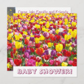 ベビーシャワーの招待状 春のチューリップの花 招待状 (正面/裏面)
