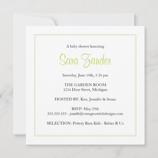 ベビーシャワーの招待状-自転車および乳母車 招待状 (裏面)