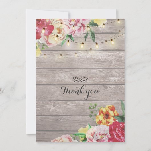 ベビーシャワーの招待状 花柄 ウッド&ストリングライト 招待状 (裏面)