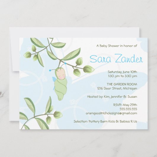 ベビーシャワーの招待状-蝶 招待状 (正面)