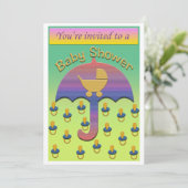 ベビーシャワーの招待状(裏に詳細) 招待状 (スタンド正面)