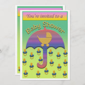 ベビーシャワーの招待状(裏に詳細) 招待状 (正面/裏面)