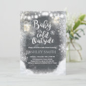 ベビーシャワーの招待状　赤ちゃんよ、外は寒いよ　冬 招待状 (スタンド正面)