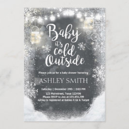 ベビーシャワーの招待状　赤ちゃんよ、外は寒いよ　冬 招待状