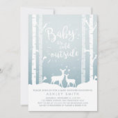 ベビーシャワーの招待状　赤ちゃんよ、外は寒いわよ 鹿 招待状 (正面)