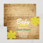 ベビーシャワーの招待|の木製のシャワー 招待状 (正面/裏面)