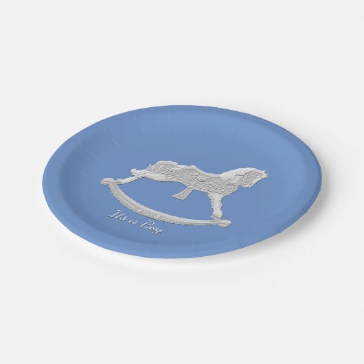 ベビーシャワーの揺り木馬は個人化なります ペーパープレート (アングル)