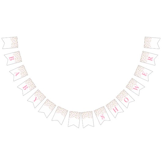 ベビーシャワーの旗のピンクの金ゴールドの紙吹雪 バンティングフラッグ (全)