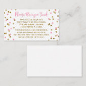 ベビーシャワーの本のプレゼント依頼 ピンク ゴールド コンフェッティ エンクロージャーカード (正面/裏面)