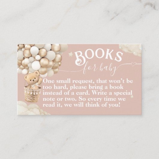 ベビーシャワーの本を待つテディベアバルーン エンクロージャーカード (正面)