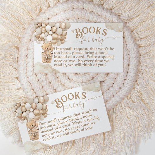 ベビーシャワーの本を待つテディベアバルーン エンクロージャーカード