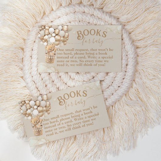 ベビーシャワーの本を待つテディベアバルーン エンクロージャーカード