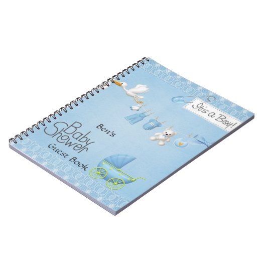 ベビーシャワーの来客名簿の螺線形のノート ノートブック (左側)