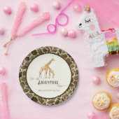 ベビーシャワーの水彩画のかわいいキリンのママおよびベビー ペーパープレート (パーティー)