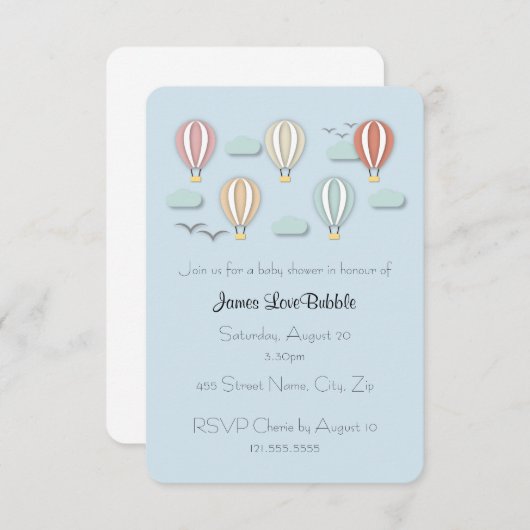 ベビーシャワーの熱気はPapercutのスタイルを風船のようにふくらませます 招待状 (正面/裏面)