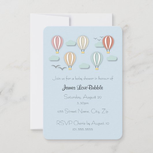 ベビーシャワーの熱気はPapercutのスタイルを風船のようにふくらませます 招待状 (正面)