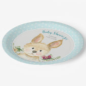ベビーシャワーの男の子の森林動物のかわいいバニーウサギ ペーパープレート (アングル)