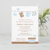 ベビーシャワーの男の子の鳥の洗濯のパーティの招待状 招待状 (スタンド正面)