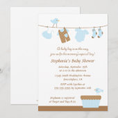 ベビーシャワーの男の子の鳥の洗濯のパーティの招待状 招待状 (正面/裏面)