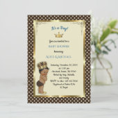 ベビーシャワーの男の子、Boy、白いあずき色王子 招待状 (スタンド正面)