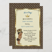 ベビーシャワーの男の子、Boy、白いあずき色王子 招待状 (正面/裏面)