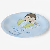 ベビーシャワーの男の赤ちゃんのペンギン ペーパープレート (アングル)