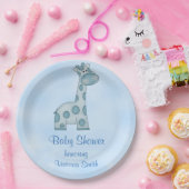 ベビーシャワーの男の赤ちゃんの青のキリン ペーパープレート (パーティー)