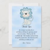 ベビーシャワーの男の赤ちゃんの青のライオン 招待状 (正面)