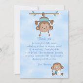 ベビーシャワーの男の赤ちゃん猿 招待状 (正面)