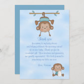 ベビーシャワーの男の赤ちゃん猿 招待状 (正面/裏面)