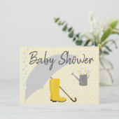 ベビーシャワーの男女兼用な傘および雨靴 招待状 (スタンド正面)