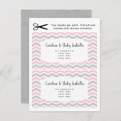 ベビーシャワーの登録の挿入物カード、ピンクの女の子 インビテーションポストカード (正面/裏面)