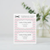 ベビーシャワーの登録の挿入物カード、ピンクの女の子 インビテーションポストカード (スタンド正面)